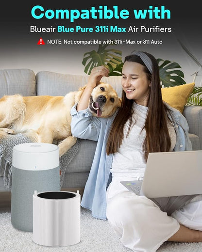 Leemone 2 Pack Blue Pure SmokeBlock 311i Max Replacement Filter Compatible with Blue Pure 311i Max Air Purifier，Activated Carbon Filter