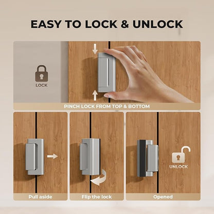 2 Pack Home Security Door Reinforcement Lock, Childproof Safety Door Lock Latch Stopper, Removable Screw-Mounted, Prevent Home Unauthorized Entry, Aluminum Construction, Withstands 800 lbs