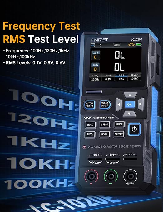 FNRSI LC1020E LCR Meter, 19,999 Counts Resistor Inductor Capacitor Tester, Auto Component Detect, Measures ESR/Q/D/θ/X, 2.8” Color TFT, Dual Parameter Display, Sorting & Open/Short Calibration