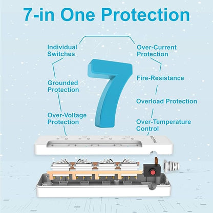Appliance Extension Cord with Individual Switches on Off - 6 FT, 14 Gauge Heavy Duty Extension Cord with 4 AC Outlets, Wall Mountable, High Wattage for Microwave Workbench Garage Must Have, ETL Listed