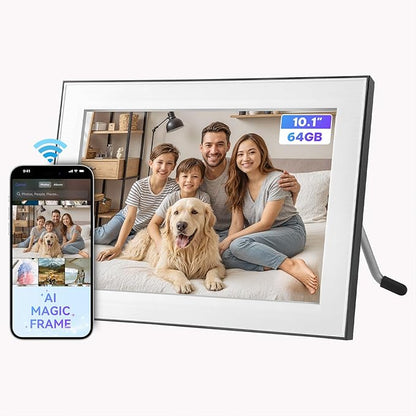 Digital Picture Frame - 10.1" HD Display AI Magic Frame, Touch Screen Digital Photo Frame with Easy Setup, Unlimited Cloud Storage, Gifts for Parents and Grandparents