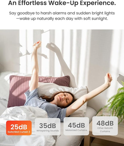 SwitchBot 2025 Automatic Curtain Opener 3 Rod-Bluetooth Remote Control, WiFi&Smartphone Control, Upgraded High-Performance, Add Hub to Compatible with Alexa, Google Home, HomeKit