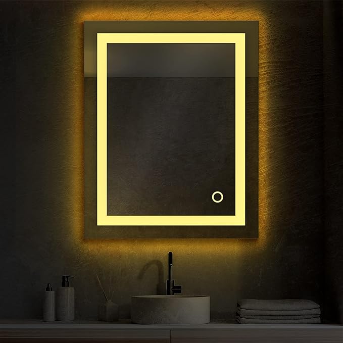 Blossom 24X30 LED Bathroom Mirror with Lights, Anti-Fog, Dimmable, Backlit & Front Lit, Lighted Bathroom Vanity Mirror for Wall, Memory Function, Waterproof, Tempered Glass, Smart Vanity Makeup Mirror