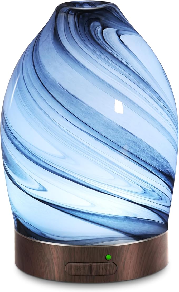 Essential Oil Diffuser Aromatherapy Diffuser -150ml Art Glass Aroma Diffuser for Home Ultrasonic Cool Mist Diffuser with Auto Shut-Off Protection,7 Colors Light for Home Office SPA Yoga Decor & Gift