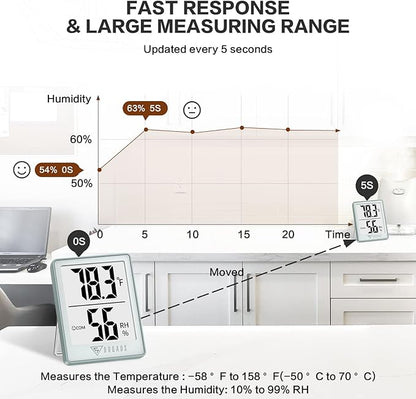 DOQAUS Digital Hygrometer Indoor Thermometer Humidity Gauge Room Thermometer with 5s Fast Refresh Accurate Temperature Humidity Monitor, Light Blue