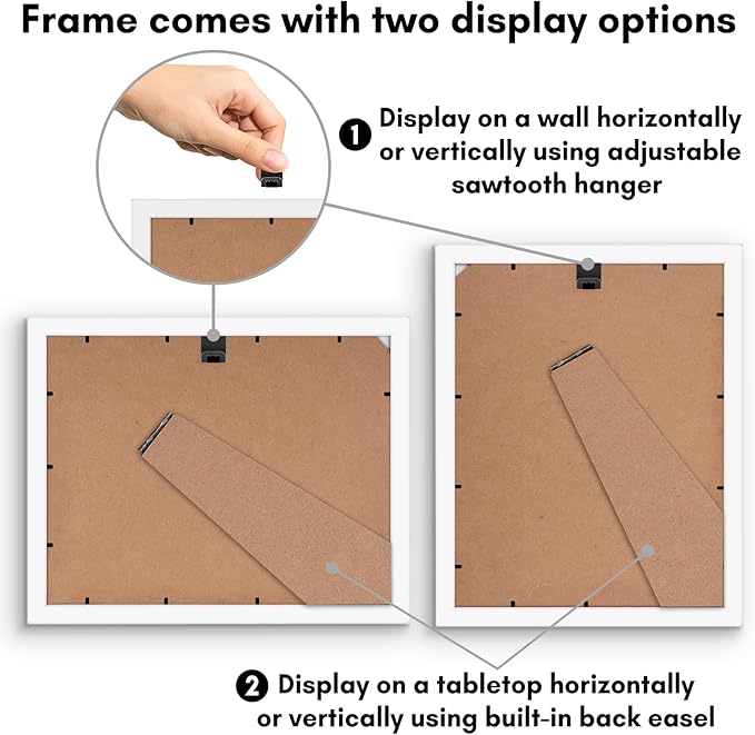 Americanflat 9x12 Picture Frame with Shatter-Resistant Glass - Signature Collection - Gallery-Style Frames Made of Engineered Wood - Photo Frame for Tabletop and Wall Display - White