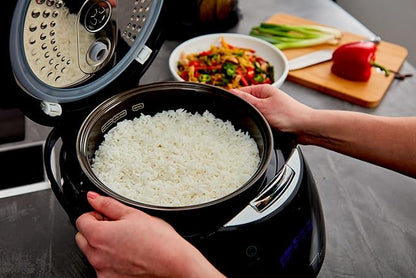 Yum Asia Sakura Rice Cooker with Ceramic Bowl and Advanced Fuzzy Logic (8 Cup, 1.5 Litre) 6 Rice Cook Functions, 6 Multicook Functions, Motouch LED Display, 120V Power (Black and Silver)