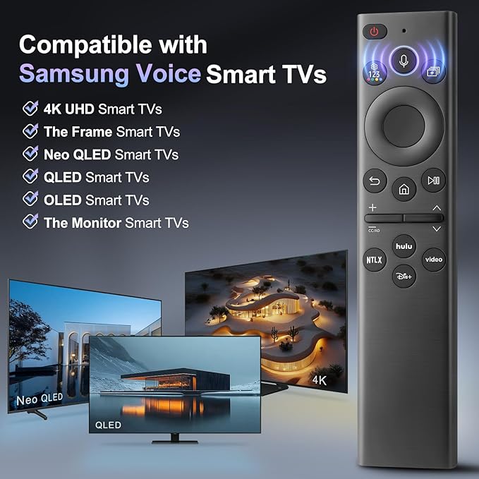 Voice Remote for Samsung-TV-Remote Replacement, Universal for 2019-2024 Samsung Smart TV Remote Control with Voice Control.No Solarcell.2-Year Warranty.