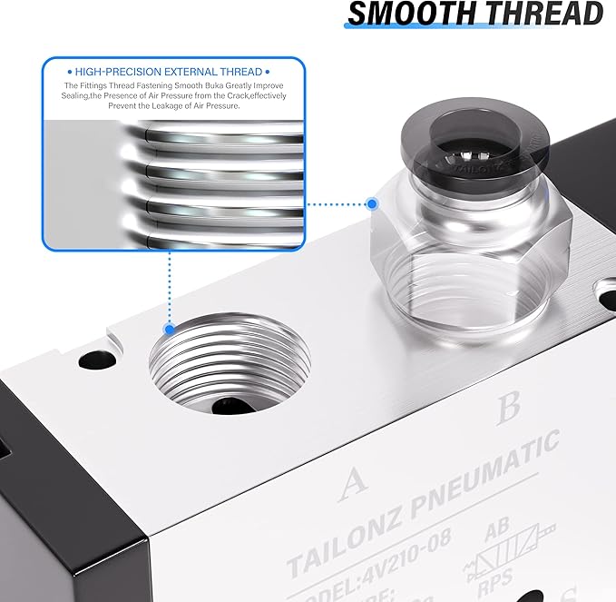 TAILONZ PNEUMATIC 1/4"NPT Solenoid Valve DC24V Single Coil Pilot-Operated Electric 2 Position 5 Way Connection Type 4V210-08 Outlet wire