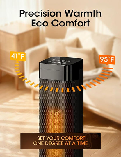 Manastin Space Heaters for Indoor Use, Electric Heaters with Remote, Adjustable Thermostat, 120° Oscillation, 24H Timer, Child Lock & Safety Protection, Portable Heater for Large Room, Office, Garage