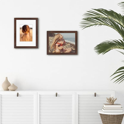Golden State Art, 9x12 Picture Frame with Mat for 6x8 - High Definition Glass Wall Mounting Horizontal Vertical Display (Brown, 1 Pack)