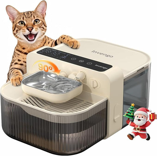 No-Filter Wireless Cat Water Fountain, 3.5L Stainless Steel Pet Fountain for Cats & Dogs – Wastewater Separation, Auto Refill, Ultra-Quiet 3000mAh Battery, Indoor Smart Water Dispenser