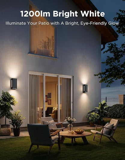 Govee Outdoor UpDown Wall Light, 2 Pack, 1200LM RGBICWW Smart Porch Lights Outdoor with 64 Scene Modes, IP66 Waterproof Wall Sconce for Outdoor Decor, Works with Alexa, Google Assistant and Matter
