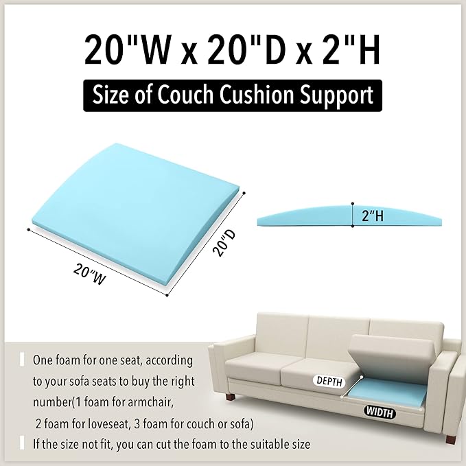 Tromlycs Couch Sofa Cushion Support for Sagging Seat Arched Furniture Seat Under Cushion Sag Repair Set of 2