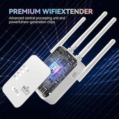WiFi Extender, WiFi Extenders Signal Booster for Home Up to 8500 sq.ft and 45 Devices, WiFi Range Extender, Wireless Repeater, Long Range Amplifier with Ethernet Port, 1-Tap Setup, Alexa Compatible