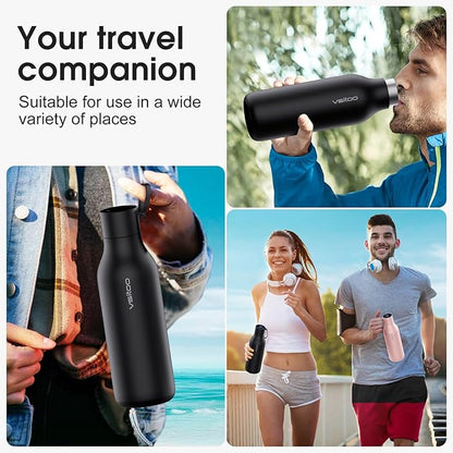 VSITOO 33oz Smart Self Cleaning Water Bottle，Insulated Water Bottle with Stainless Steel, BPA-Free, AI Self-Clean, 30-Day Battery, Magnetic Charging for Travel, Gym or Office, Black