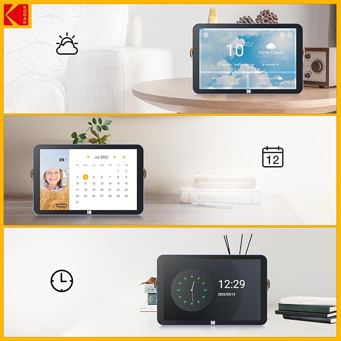 Kodak WiFi Digital Picture Frame 10.1 inch with 16GB Built-in Memory,4000mAh Battery,1280 * 800 Touch Screen Cloud 2.4GHz WiFi, Auto-Rotate, Kodak APP, Gift for Friends Family(Blue, 10 inch)