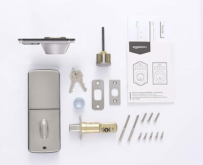Amazon Basics Electronic Keypad Deadbolt Door Lock with Touch-Control Keyless Entry Door Lock, Keyed Entry Option, Traditional, Satin Nickel, 6-Pack