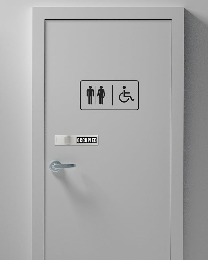 Stainless Steel Vacant/Occupied Privacy Sign for In Out Office Room Use, Vacant and Occupied Bathroom or Business Indicator Signs - Black & White Professional Design