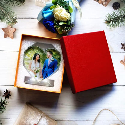 Crystal Custom Color Picture - Personalized Heart Shape Crystal Photo Frames, Birthday, Anniversaries, Wedding Gifts, Gifts for Girlfriend, Mother, Couples, Husband, Wife, Women, Her, Parents