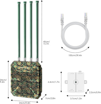 WAVLINK AX3000 Outdoor WiFi 6 Extender Long Range, WiFi 6 Outdoor Wireless Access Point, Support Active PoE, 4x8dBi Antennas,Outdoor WiFi Solution,IP67,Up to 128 Devices for Farm,Yard,RV,Campsite,Park