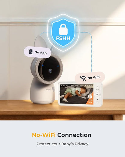 ARENTI Upgraded Baby Monitor, 4MP 2.4G&5G WiFi Baby Camera Monitor, Infrared Night Vision, Night Light, 2-Way Audio, Cry&Motion Detection, Temp&Humidity Sensor, App Control