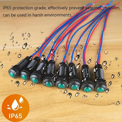 8pcs Green LED Indicator Pilot Light 110VAC Mounting Hole Size 8mm(Flame Retardant Plastic Shell)