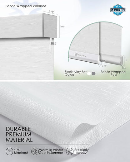 Yoolax Smart Blinds, Motorized Matter Roller Shades Light Filtering Automatic Blinds for Windows Motorized Shades Compatible with Alexa, Google Home, Homekit(Half Shading Jacquard White)
