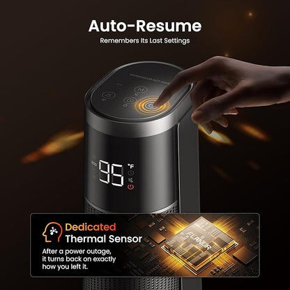 1500W Space Heaters for Indoor Use Large Room, WIFI Electric Heater with Voice Control, 5 Modes, ECO Thermostat, 12H Timer, Quiet & Safety PTC Ceramic Heater for Bedroom, Black, 1 Pack