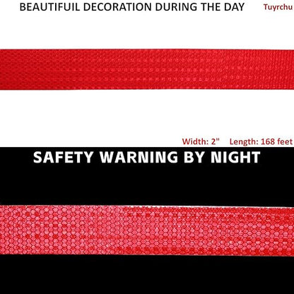 Red Reflective Tape Outdoor Waterproof 2 inch Wide, High Visibility Warning Industrial Marking Tape, Safety Stickers (168 feet)