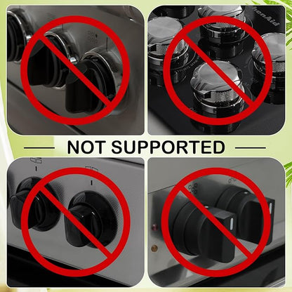 Stove Knob Safety Covers, for Knob Diameter Less Than 2.4", Unlock with Adult Two-Finger, Dual-Key Press Gas Stove Knob Locks, Upgraded Oven Lock Knob Covers for Child Safety, Black Color, Pack of 5