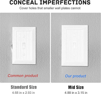 Modern Decorative Wall Plate Retro Wood Grain design Switch Cover Outlet Cover for Light Switch, Smart Switch, Dimmer, GFCI, USB Outlet (10 Pack, Single Toggle)