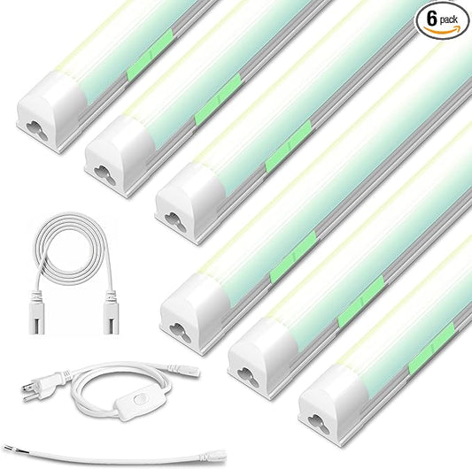 6 Pack Dimmable 4FT Led Shop Lights,30W T8 Integrated LED Tube Light,3000-6500K Tunable,4500LM W Frosted Cover,High Output,Linkable,Plug and Play Lights for Workshop,Garage,Basement,Barn