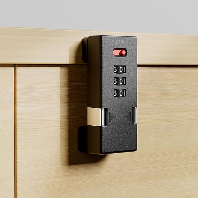 Cabinet Lock，Barn Door Latches,3-Digit Combination Security Locks,Combination Security Lock,for Office File Cabinet,Drawers,Locker,Small Door,Cupboard (1, Black_180 Degree)