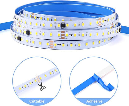 16.4Ft Motion Activated LED Strip Light, 6500K Running Water Flowing LED Strip Lights Cut&Dimmable, 24V Motion Sensor Flexible Horse Race Tape Light for Room Stair Corridor
