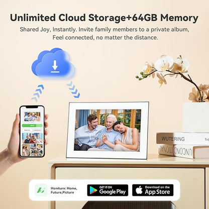 Digital Picture Frame - 10.1" HD Display AI Magic Frame, Touch Screen Digital Photo Frame with Easy Setup, Unlimited Cloud Storage, Gifts for Parents and Grandparents