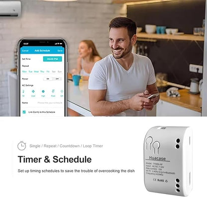 1 Channel Smart WiFi Dry Contact Relay Module | USB 5V/DC 7-32V | Momentary/Inching Self-Locking Relay | Tuya App/Alexa/Google Home Remote Control | White