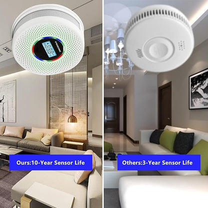 5 Pack Upgraded Combination Smoke and Carbon Monoxide Alarm Detector, Dual Sensor Smoke Alarm&Carbon Monoxide Detector (Includes Battery)