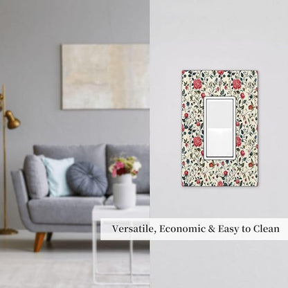 Decorative Outlet Covers Vintage Flowers Rose Leaf Bird Butterfly 1 Gang Single Rocker Light Switch Cover Plate Wall Plates GFCI Faceplate for Bedroom living Room Decor
