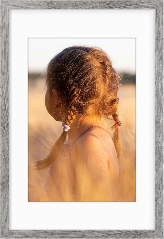 Golden State Art, 16X24 Picture Frame with Mat for 12X18 - High Definition Glass Wall Mounting Horizontal Vertical Display (Gray, 1 Pack)