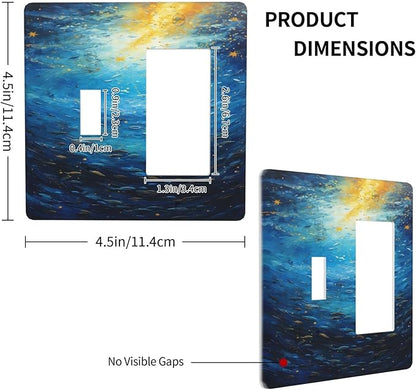 Outlet Covers Dream Ocean Underwater World Fish Shoal 1 Toggle 1 Rocker Combination Decorative Wall Plate Light Switch Cover Plate Electrical Switch Plates for Kids room Nursery Decor