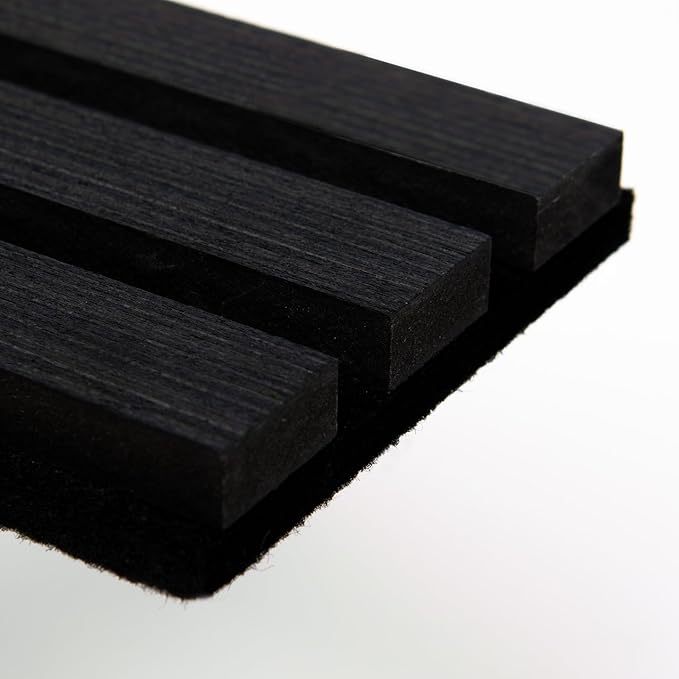 Sample Wood Salt Acoustic Wall Panels, Soundproof Wooden Wall Panels, 3D Fluted Sound Absorbing Panel, Matte Black, Sample Pack