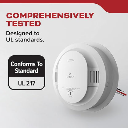 Kidde Hardwired Smoke Detector for Home, 10-Year Battery Backup, Interconnectable, LED Notification, 3-Pack