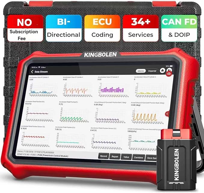 KINGBOLEN K8 Pro OBD2 Scanner Bluetooth 2025 Bidirectional Scan Tool with Lifetime Update(New Model) 8'' All System Diagnostic Tool, ECU Code, 34+ Reset, CANFD&DOIP, V.A.G Guide, FCA AutoAuth