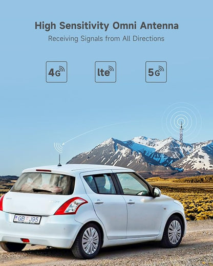 Vehicle Cell Phone Signal Booster for Car, SUV and Truck | Boosts 5G 4G LTE Data & Volte on Band 12/13/17 | Omni-Directional Roof Antenna Easy Installation | FCC Approved