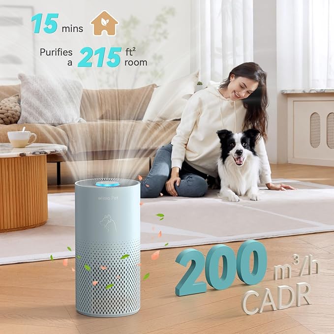 Afloia Air Purifier for Bedroom and Pets Home up to 880 Ft², 5-in-1 HEPA Air Filter Cleaner with Washable Pre-Filter, Removes Pet Hair, Odors, Dander & Allergies, Whisper-Quiet Sleep Mode-Kilo Pet