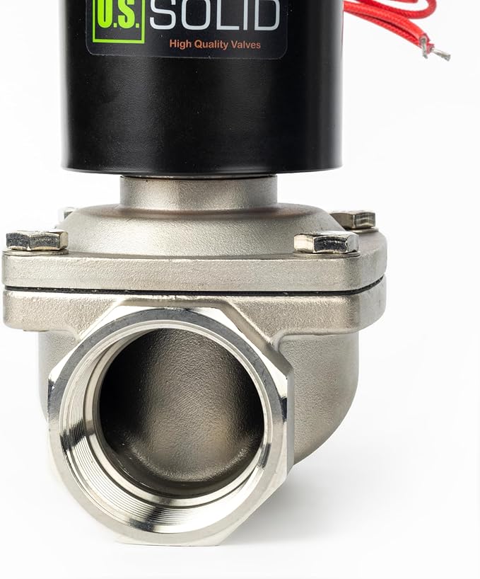 U.S. Solid 1-1/2" Solenoid Valve - 110V AC Stainless Steel Electric Solenoid Valve, Normally Closed, Viton Seal