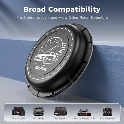 Upgraded Magnetic Radar Detector Dashboard Mount with N52 Magnets, Adhesive Holder for Escort, Uniden, Valentine One, Anti-Vibration Stable Fit, Adjustable Angle Design