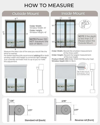 AIVIDIG Motorized Roller Automatic Shade with Remote Control, 100% Blackout Electric 21-98” Width Blinds for Windows with Alexa Google Home, Rechargeable Smart Customized Size（Waterproof-Light Grey）
