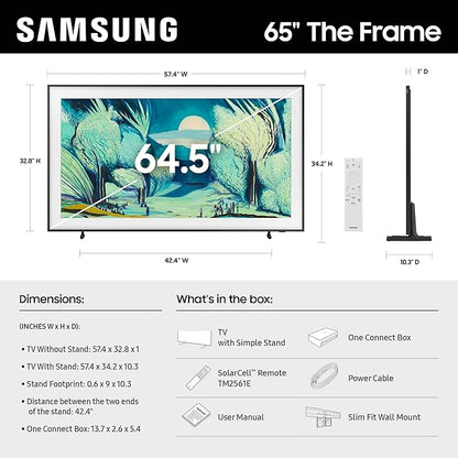 Samsung 65-Inch Class The Frame LS03F 4K QLED Smart TV (2025 Model) Slim Fit Wall Mount, Modern Frame Design, NQ4 AI Gen2 Processor, Art Mode, Artful Picture Quality, Samsung Vision AI, Alexa Built-in